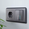 Выключатель двухклавишный проходной с подсветкой Werkel графит рифленый W1122104 4690389158490 - фото маленькое 2