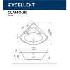 Акриловая ванна Excellent Glamour 150x150 (WAEX.GLA15WH) - фото маленькое 8