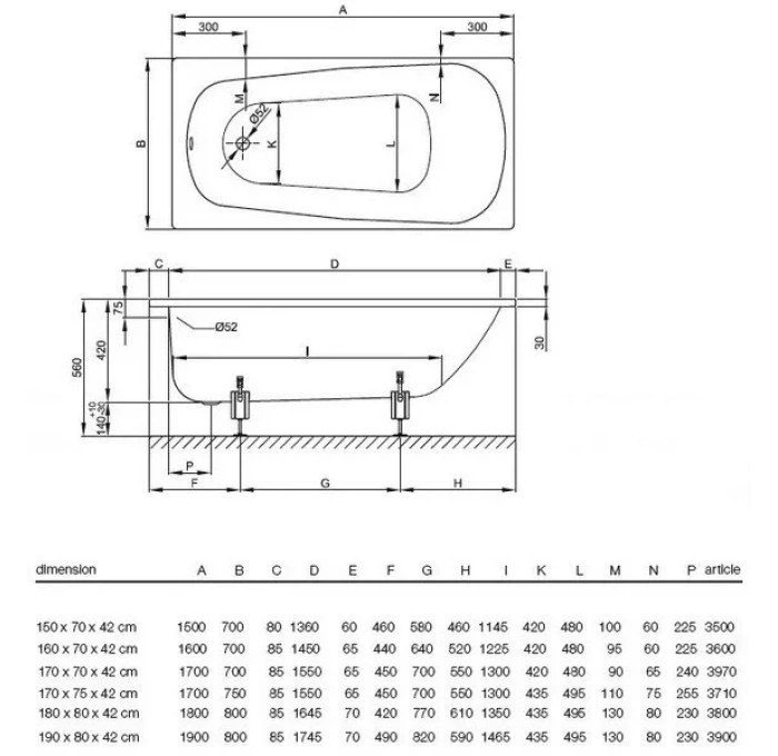 2941 000ad ванна прямоугольная betteform стальная с шумоизоляцией 150x70 белый