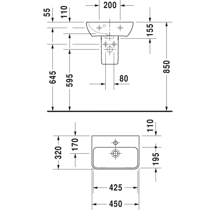Рукомойник Duravit ME by Starck 0719450000 45 см в интернет магазине ...