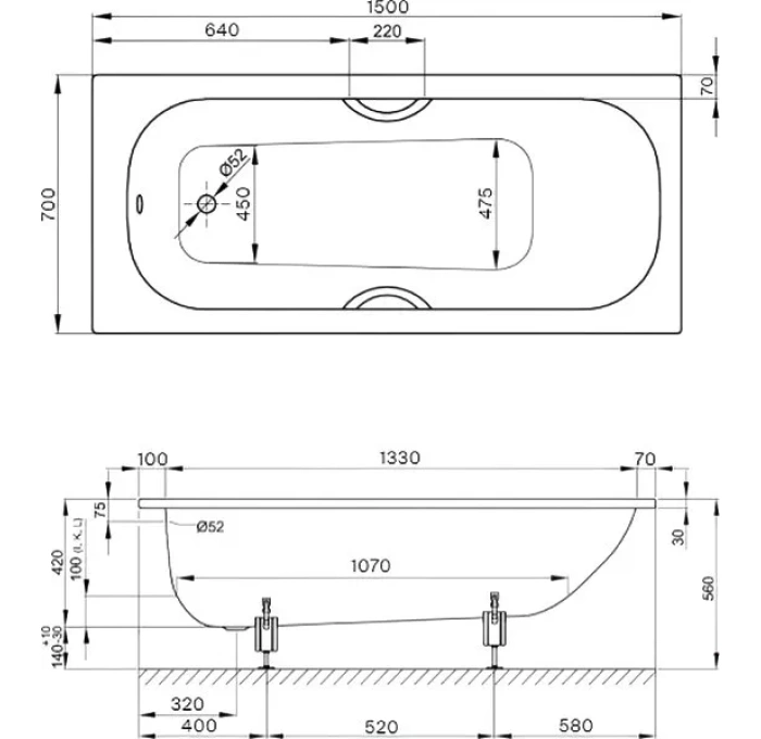 2941 000ad ванна прямоугольная betteform стальная с шумоизоляцией 150x70 белый