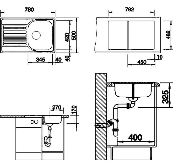 Кухонная мойка Blanco Tipo 45S Compact Декоративная сталь 513675