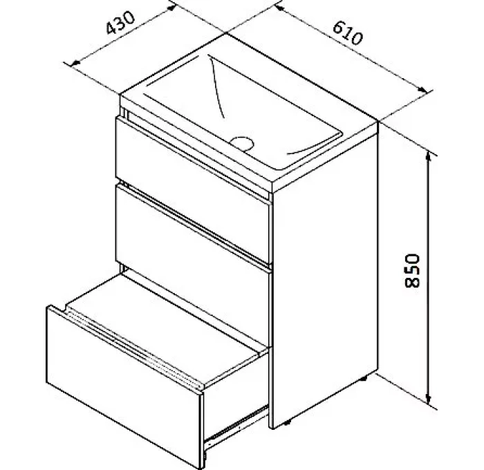 Тумба под раковину am pm gem s m91fsx0602wg напольная 60 см 3 ящика белый