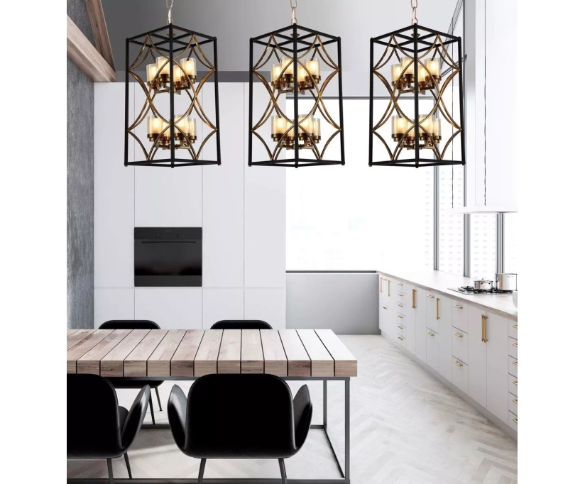 Подвесная люстра Lumina Deco Quadrato LDP 1223-8 BK+MD - фото 2