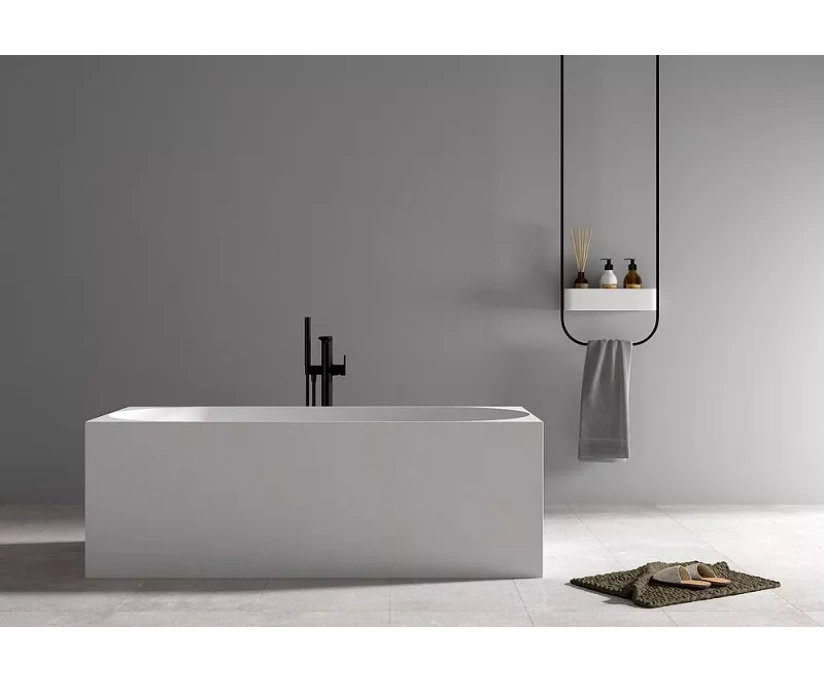 Акриловая ванна Abber AB9281 170x75 см, отдельностоящая, белая, с каркасом, со сливом-переливом - фото 2