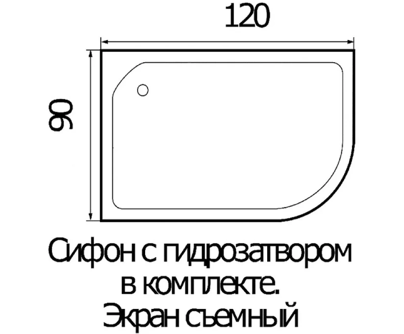 Поддон душевой асимметричный River Wemor 120/90/15 R (10000005171) - фото 3