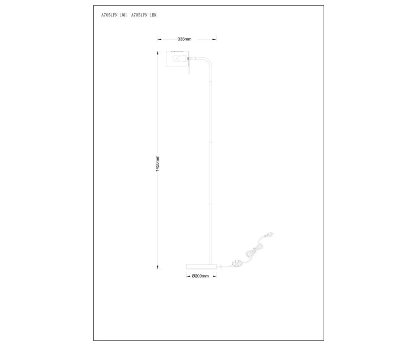 Торшер Arte Lamp SebastianA7051PN-1WH - фото 2