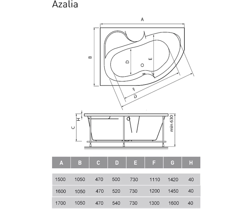 Ванна акриловая Vayer Azalia 170x105 L белый (Azalia L 170x105) - фото 7