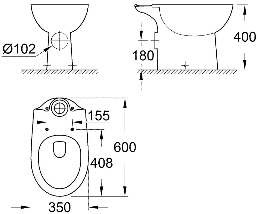 Чаша для унитаза-компакта Grohe Bau Ceramic 39428000 - фото 2