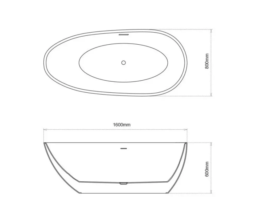 Акриловая ванна Grossman Fly GR-1102MB 170x80 см, отдельностоящая, черная матовая, овальная, с каркасом, со сливом-переливом - фото 7