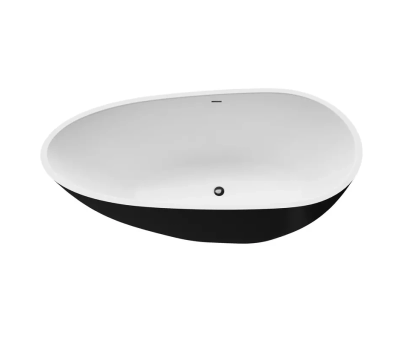 Акриловая ванна Grossman Fly GR-1102MB 170x80 см, отдельностоящая, черная матовая, овальная, с каркасом, со сливом-переливом - фото 2
