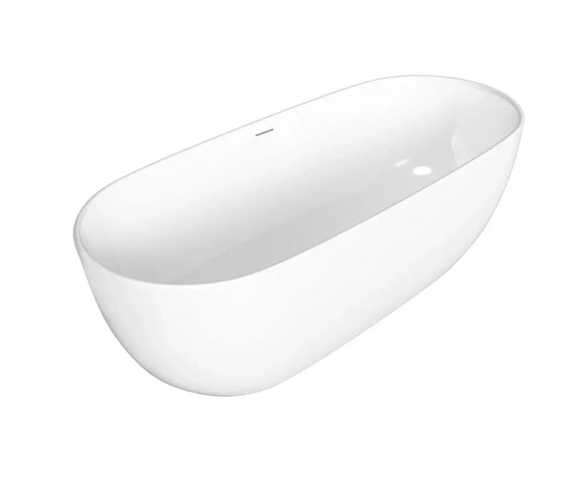 Акриловая ванна Grossman Classic GR-2502 160x80 см, отдельностоящая, белая, овальная, с каркасом, со сливом-переливом - фото 1