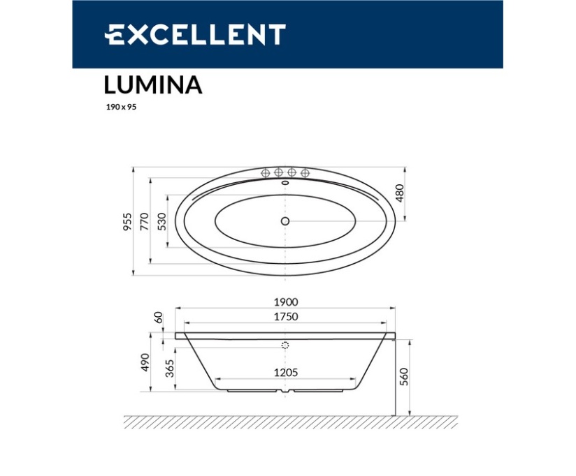 Акриловая ванна Excellent Lumina 190x95 (WAEX.LUM19WH) - фото 7