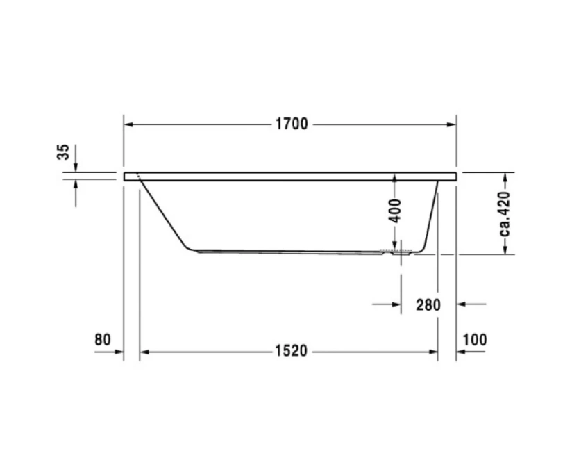Акриловая ванна Duravit D-Code 170х75 белая (700100000000000) - фото 2