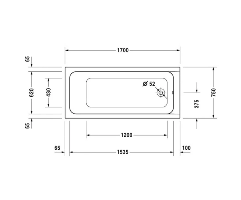 Акриловая ванна Duravit D-Code 170х75 белая (700100000000000) - фото 3