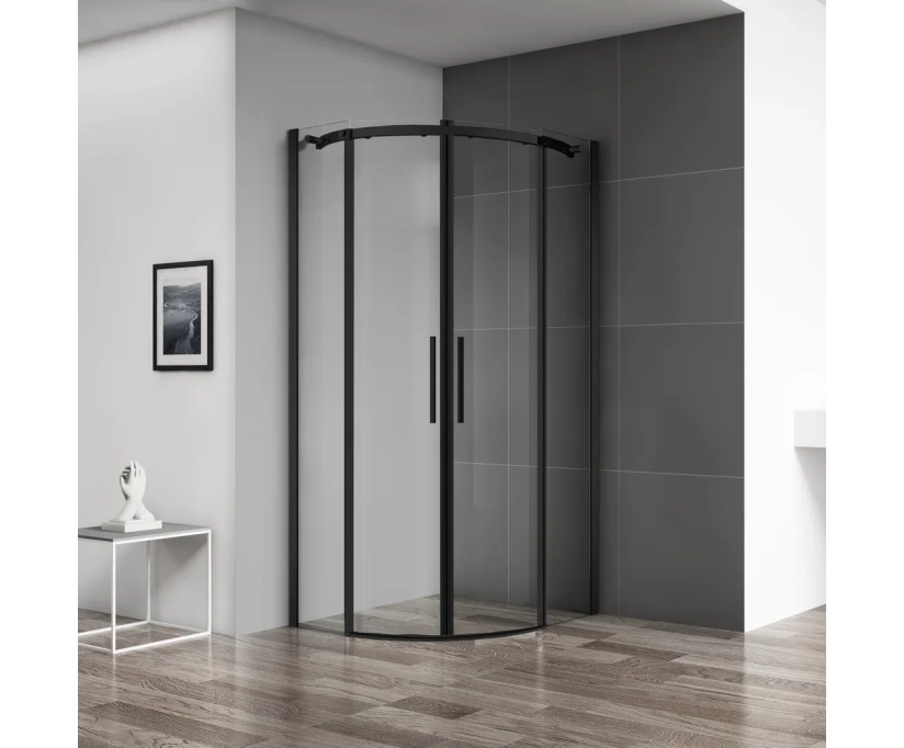 Душевой уголок BelBagno Acqua R-2-90-C-NERO профиль черный матовый (ACQUA-R-2-90-C-NERO) - фото 1