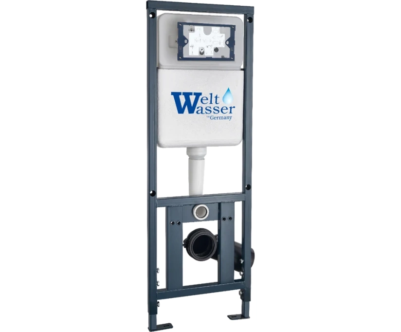 Комплект унитаза WeltWasser Gelbach 041 с инсталляцией MARBERG 410 серый матовый, с сиденьем микролифт и клавишей смыва MAR 410 SE MT-BL черный матовый (10000010583) - фото 4