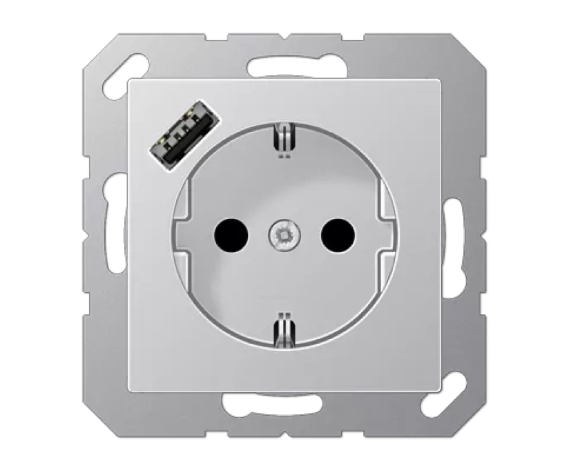 Розетка 2K+З USB Typ A Jung A1520-18AAL - фото 1
