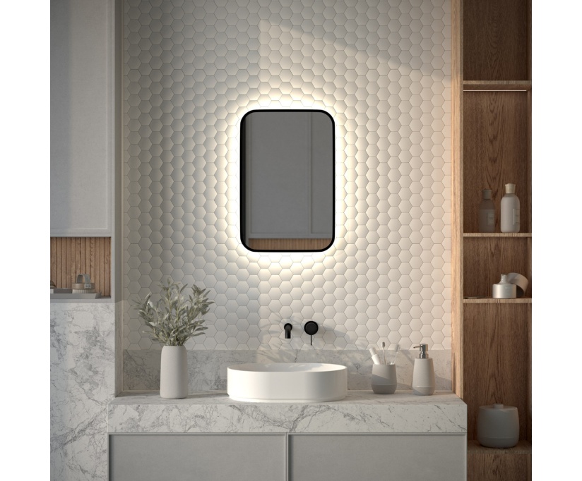 Зеркало Defesto Aura DF 2962 40x60, с нейтральной подсветкой, без выключателя, черное - фото 2