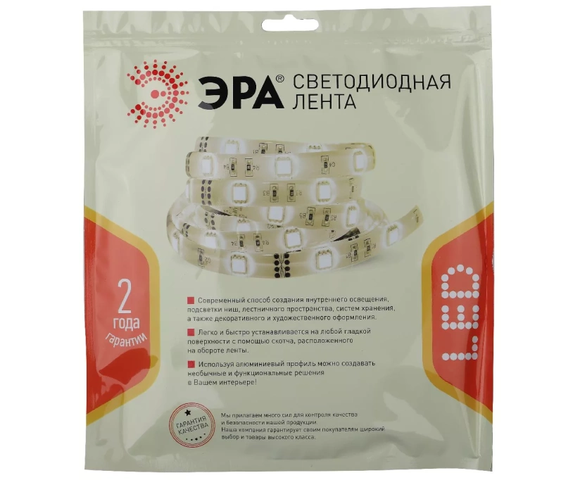 Светодиодная лента Эра 24В 2835 4,8Вт/м 4000К 5м IP65 LS2835-4,8-60-24-65-4000К-5m Б0043111 - фото 2