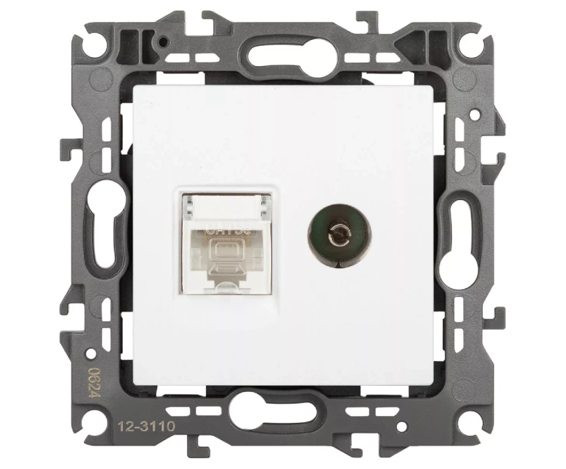 Розетка комбинированная RJ45+TV Эра 12-3110-01М Б0065691 - фото 1