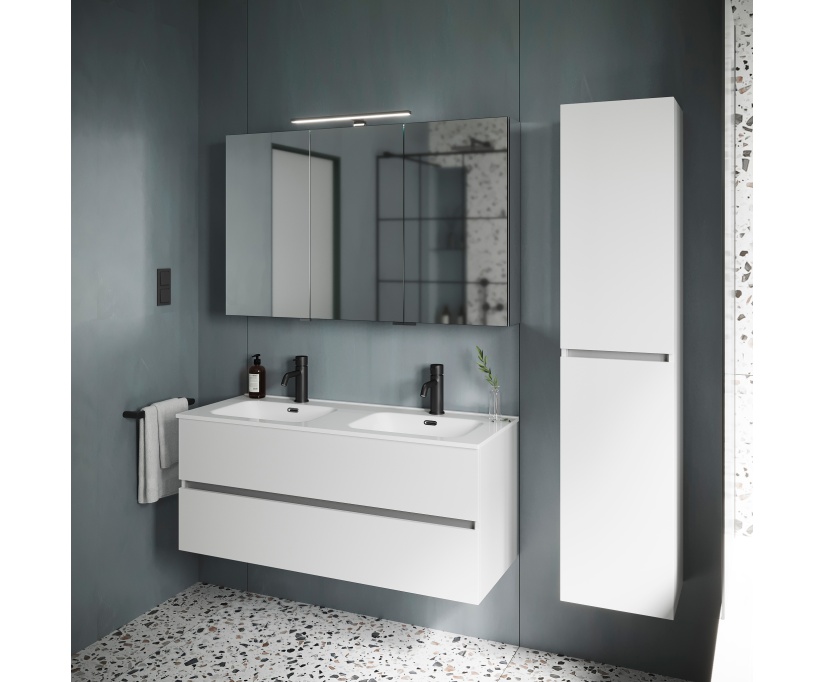 Мебель для ванной комнаты Sancos Urban двойная 120 см, белый глянец - фото 1
