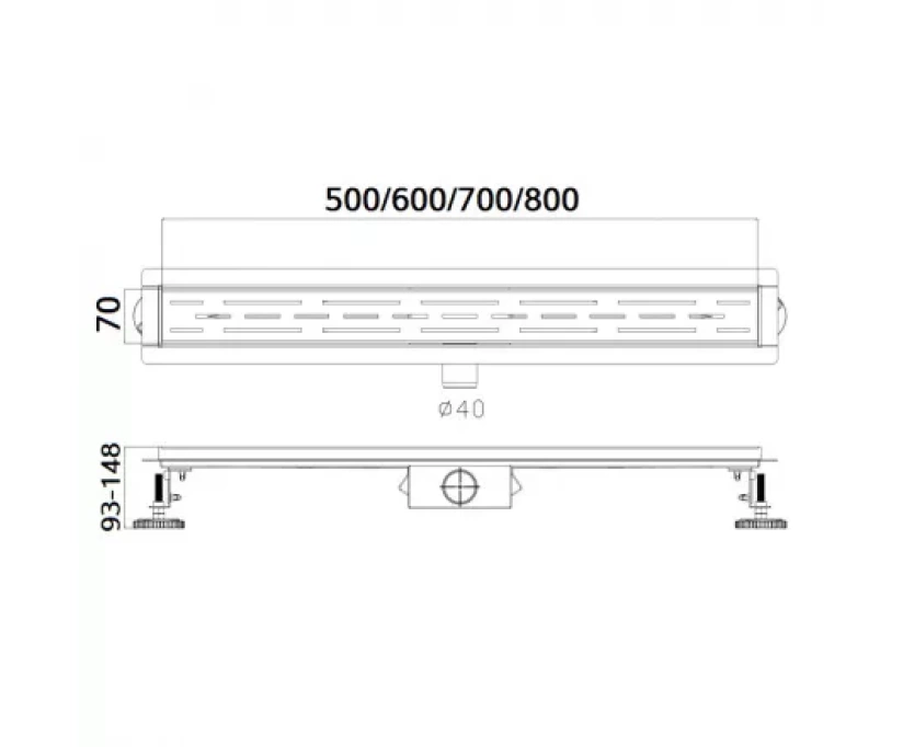 Душевой трап (лоток) Haiba HB91800-3 80 см, с решеткой и опорами, серый - фото 2