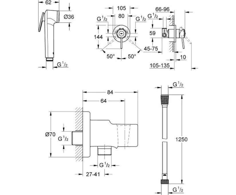 Комплект Унитаз-компакт Grohe Bau Ceramic 39349000 + Гигиенический душ Grohe BauClassic 124901 со смесителем - фото 6