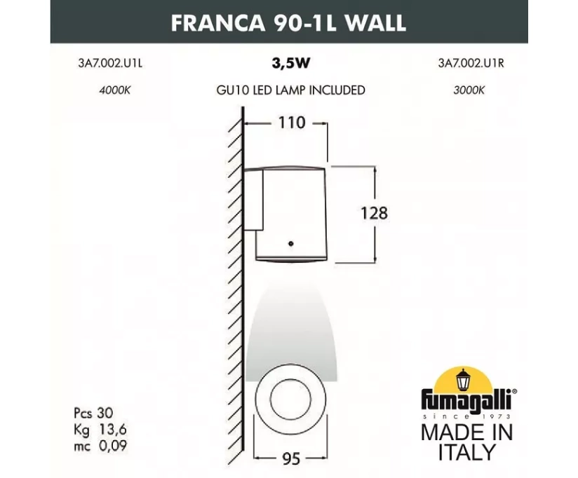 Светильник на штанге Fumagalli Franca 90 3A7.002.000.AXU1L - фото 5