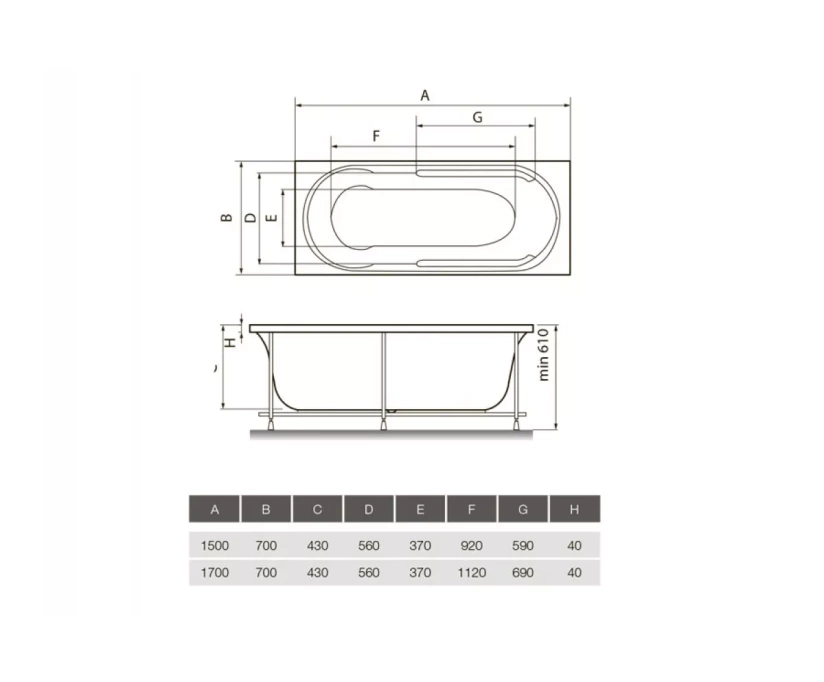 Ванна акриловая Relisan Eco Plus Прага 170x70 (Ванна Прага 1700х700) - фото 6