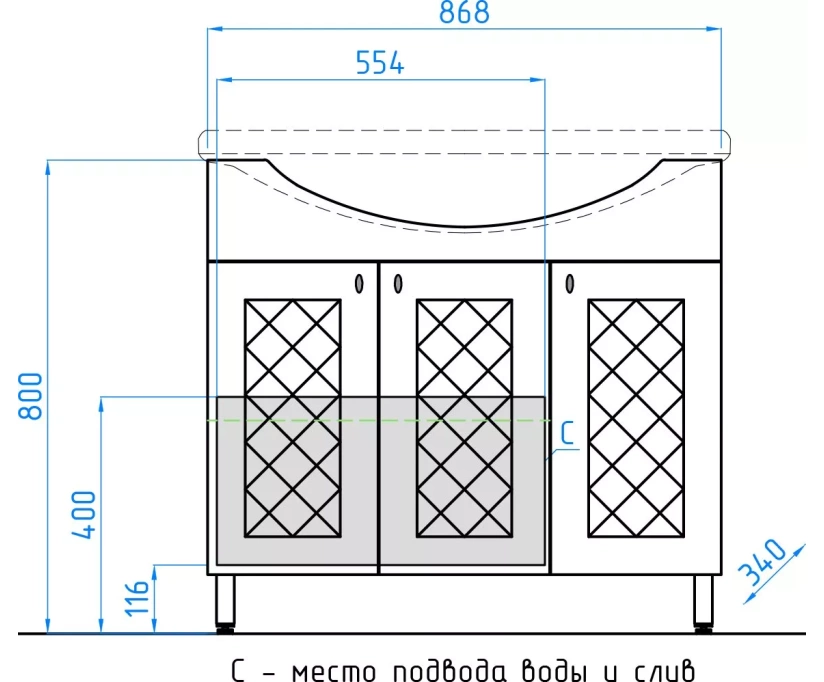 Тумба с раковиной Style Line Канна 90 белая - фото 9