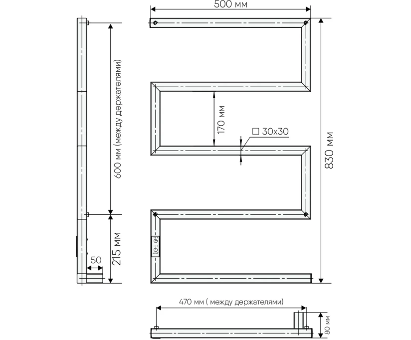 Полотенцесушитель электрический Indigo Sparta DGS80-50BRRt черный муар - фото 5