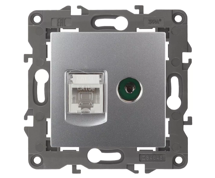 Розетка RJ45+TV Эра 14-3110-03 Б0034316 - фото 1