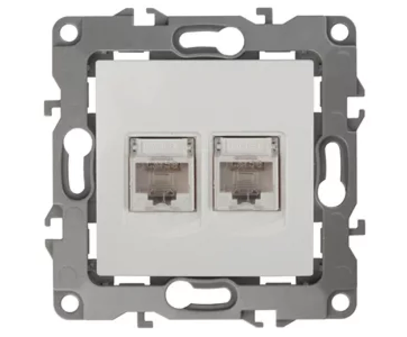 Розетка информационная двойная 2XRJ45 Эра 12-3108-02 Б0014730 - фото 1