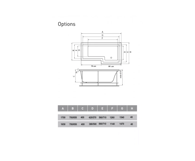 Ванна акриловая Vayer Options 165x85 R белый (Гл000023295) - фото 7