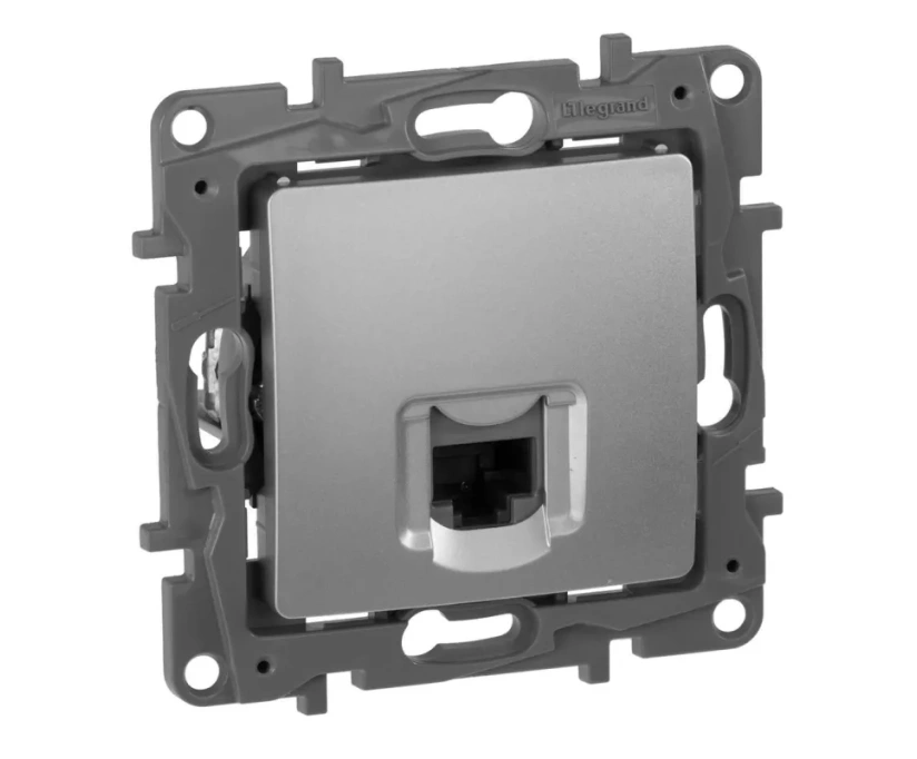 Розетка компьютерная RJ45 Legrand Etika 5 кат UTP алюминий 672441 - фото 1