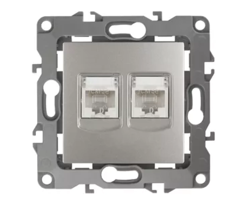 Розетка информационная двойная 2XRJ45 Эра 12-3108-15 Б0019357 - фото 1