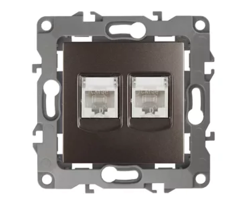 Розетка информационная двойная 2XRJ45 Эра 12-3108-13 Б0019355 - фото 1