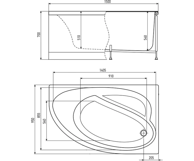 Ванна акриловая Timo Iva 150x95 R белый (IVA1595R) - фото 3