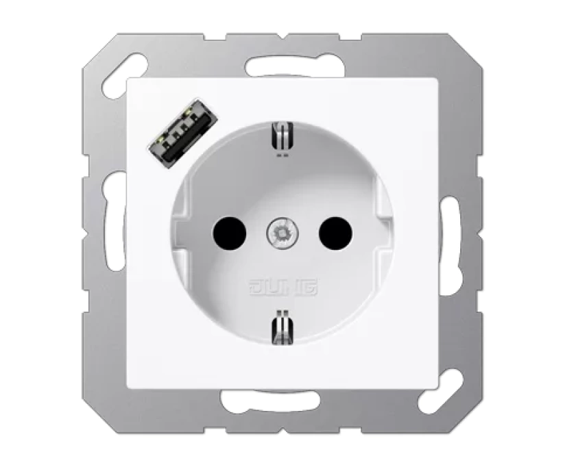 Розетка 2K+З USB Typ A Jung A1520-18AWW - фото 1