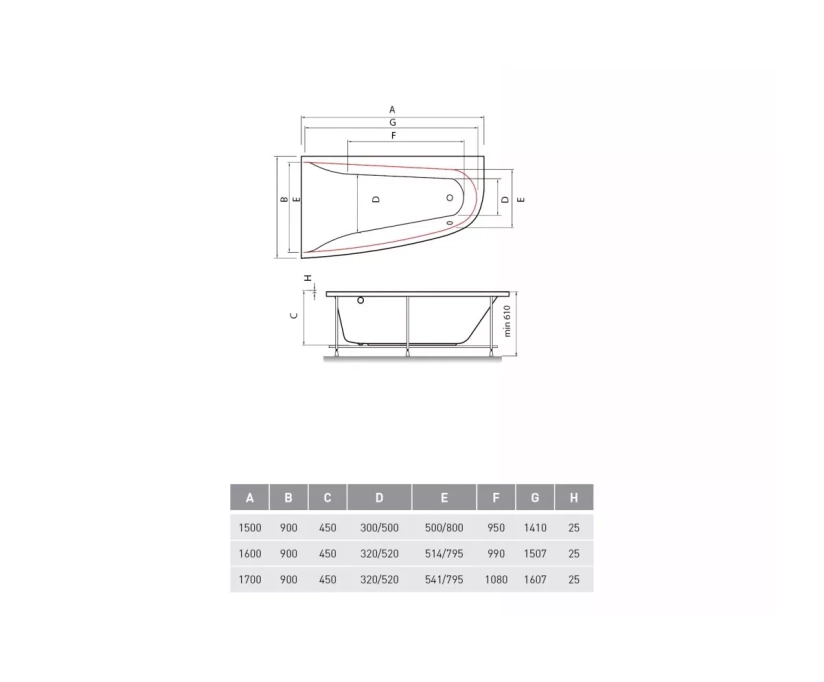 Ванна акриловая Vayer Boomerang 150x90 L белый (Гл000010850) - фото 9