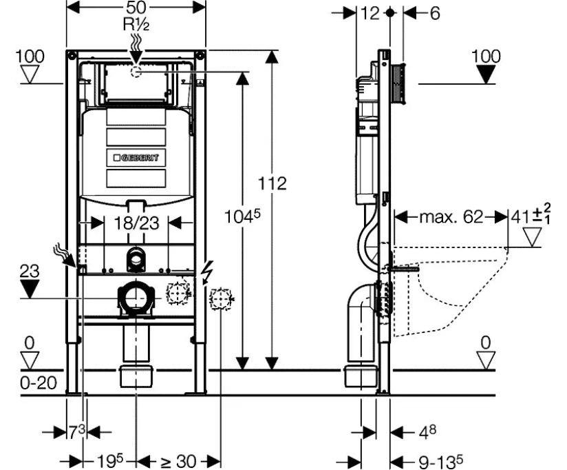 Инсталляция для подвесного унитаза, IDDIS Unifix UNIi32 — T-WAY