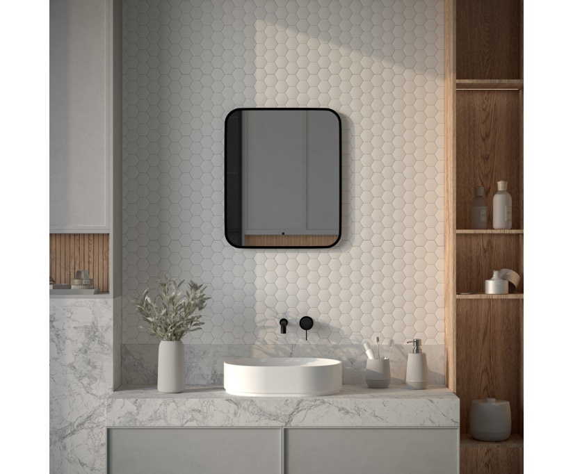 Зеркало Defesto Aura DF 2973R 50x60, с теплой подсветкой, инфракрасный выключатель, черное - фото 3