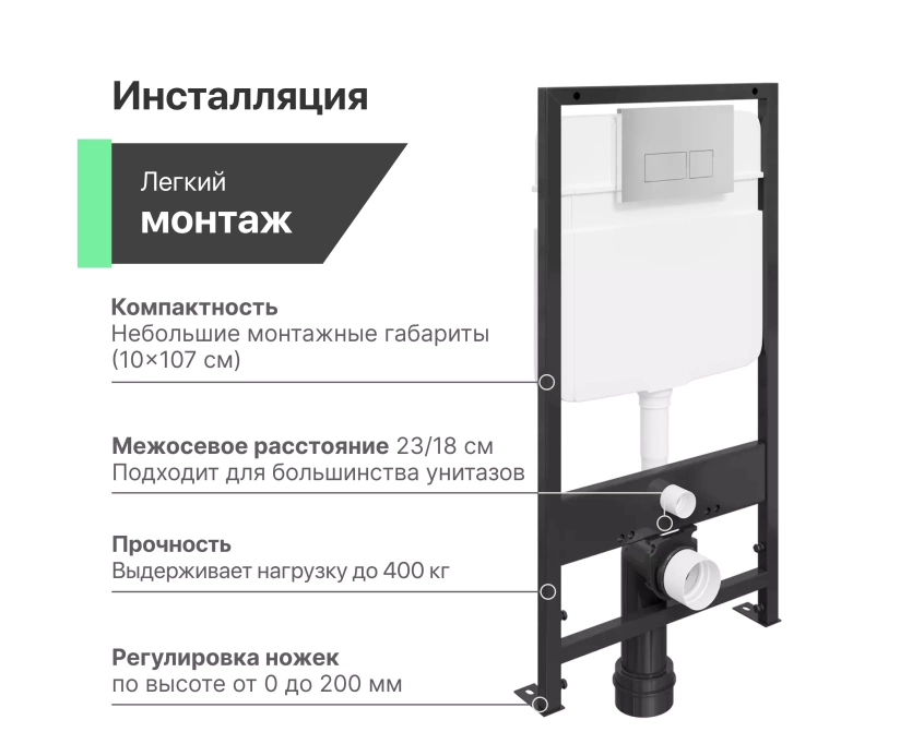 Комплект Унитаз подвесной Ceramica Nova Play CN3001 безободковый, с микролифтом + Система инсталляции для унитазов EWRIKA ProLT 0026-2020 + Кнопка смыва EWRIKA 0041 хром (558370) - фото 8