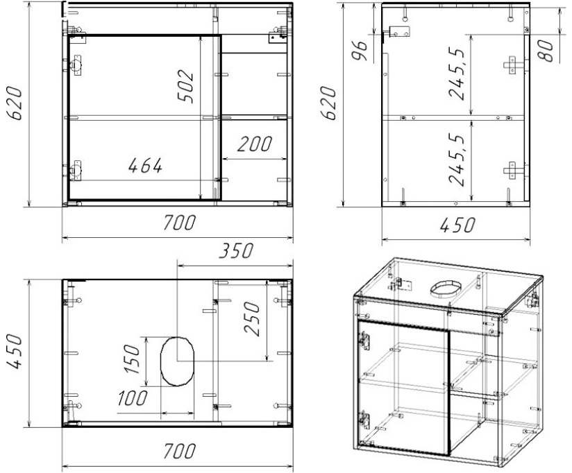 Тумба с раковиной Teymi Nura 70 дуб эврика, матовая белая, раковина Aina 56 - фото 9