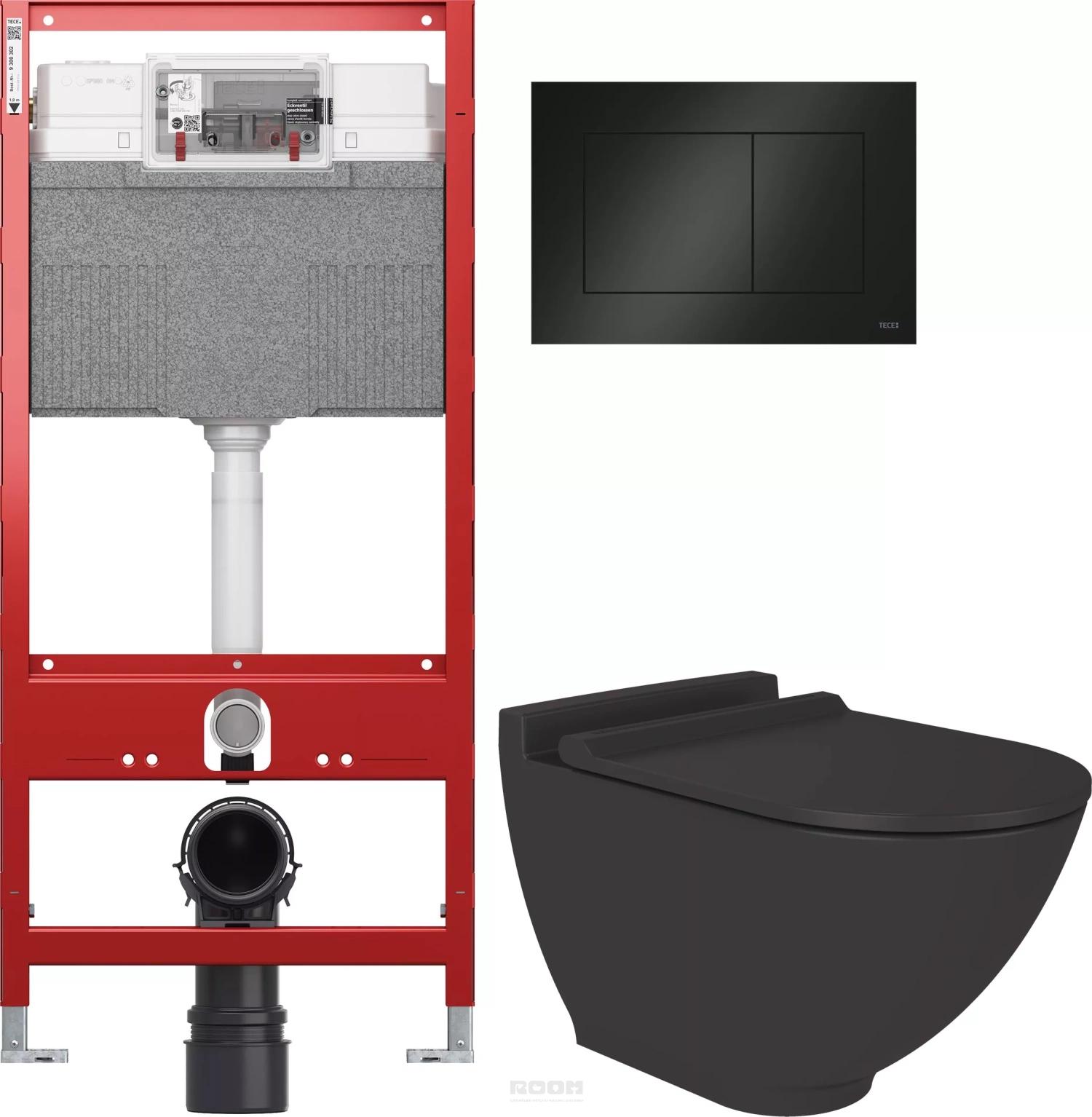 Комплект Унитаз подвесной STWORKI Rotenburg SWH52 безободковый + Система  инсталляции для унитазов TECE TECEprofil + кнопка смыва черная (480181) -  купить в интернет магазине Santehnika-Room.ru