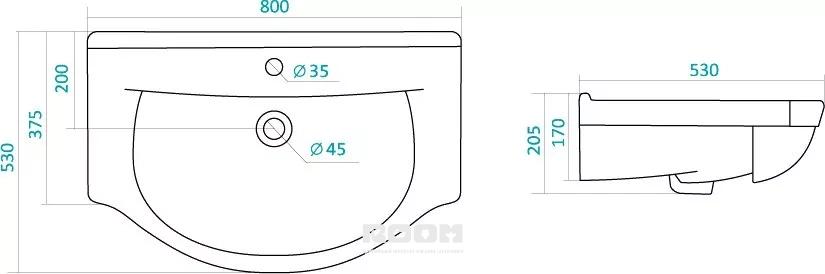 Схема установки раковины santek эльбрус 100 и размеры