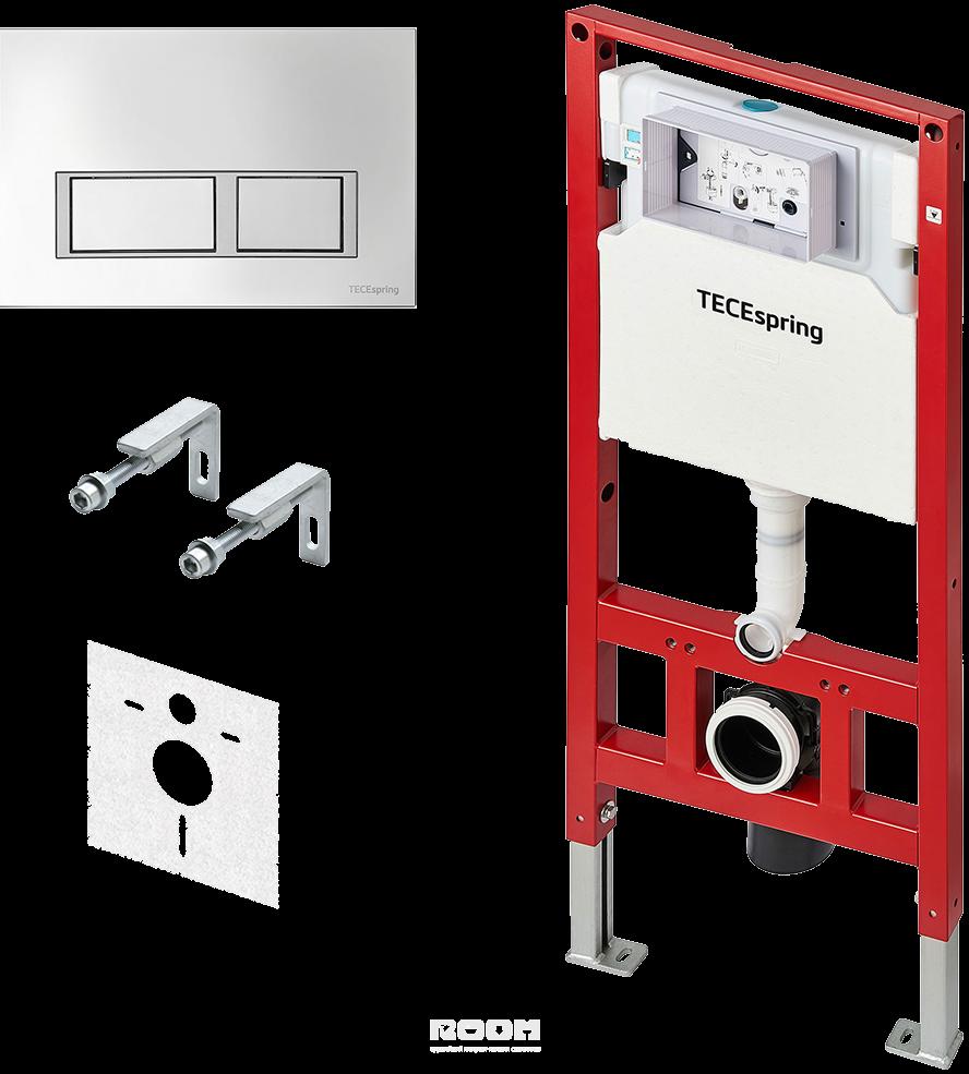 Система инсталляции для унитазов TECE TECEspring S955201 4 в 1 с кнопкой  смыва глянцевый хром