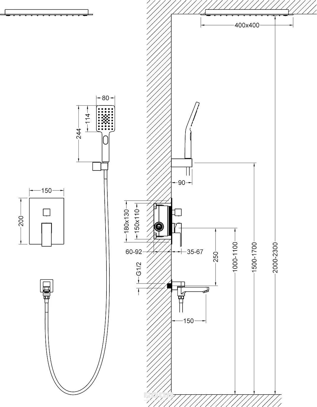 Душевая система скрытого монтажа timo selene sx 2069 00 sm1113 2 х режимная хром