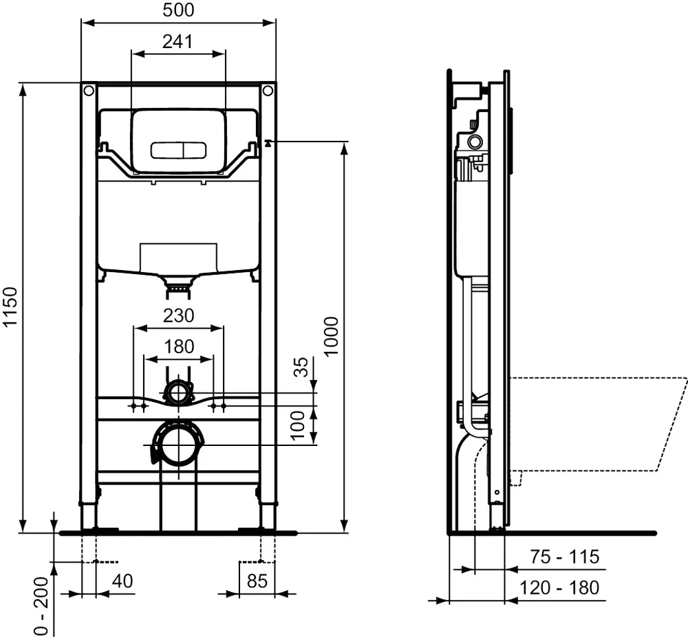 Система инсталляции для унитазов Ideal Standard Prosys с кнопкой хром  (R0308AA) в интернет магазине Santehnika-Room с доставкой и установкой -  Москва